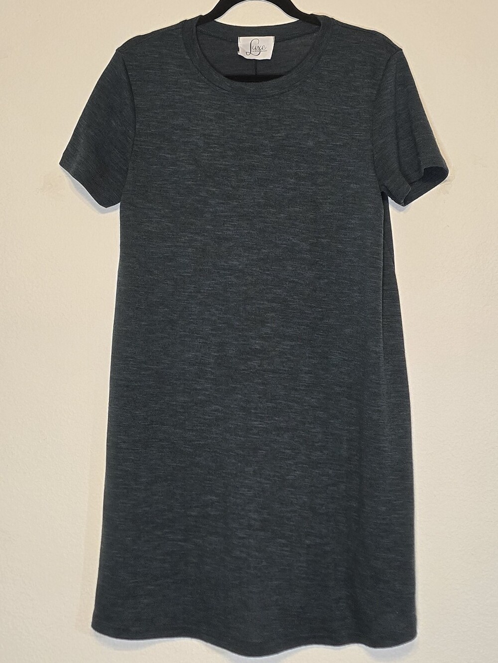 Luxe by Bling Glamour Charcoal Heather T-Shirt Dress Size M